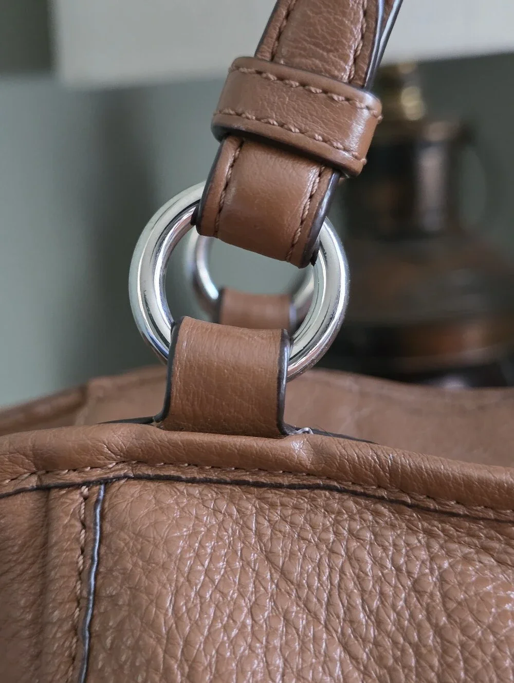 Coach Park Carrie F29898 Saddle Tan Pebbled Leather Large Tote Shoulder Bag